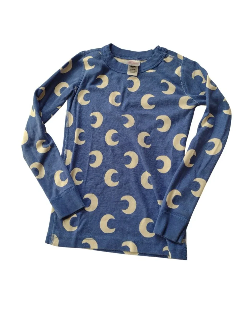 Hanna Andersson Kids Pajamas 6-7 Blue Moon Print Organic Cotton Long John PJs